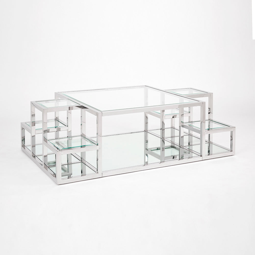 silver glass coffee table