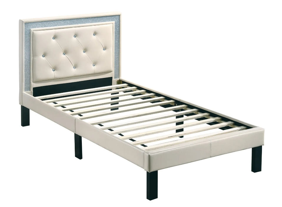 beige single bed