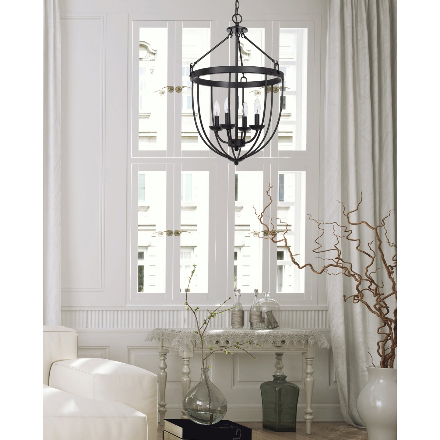 black chandeliers