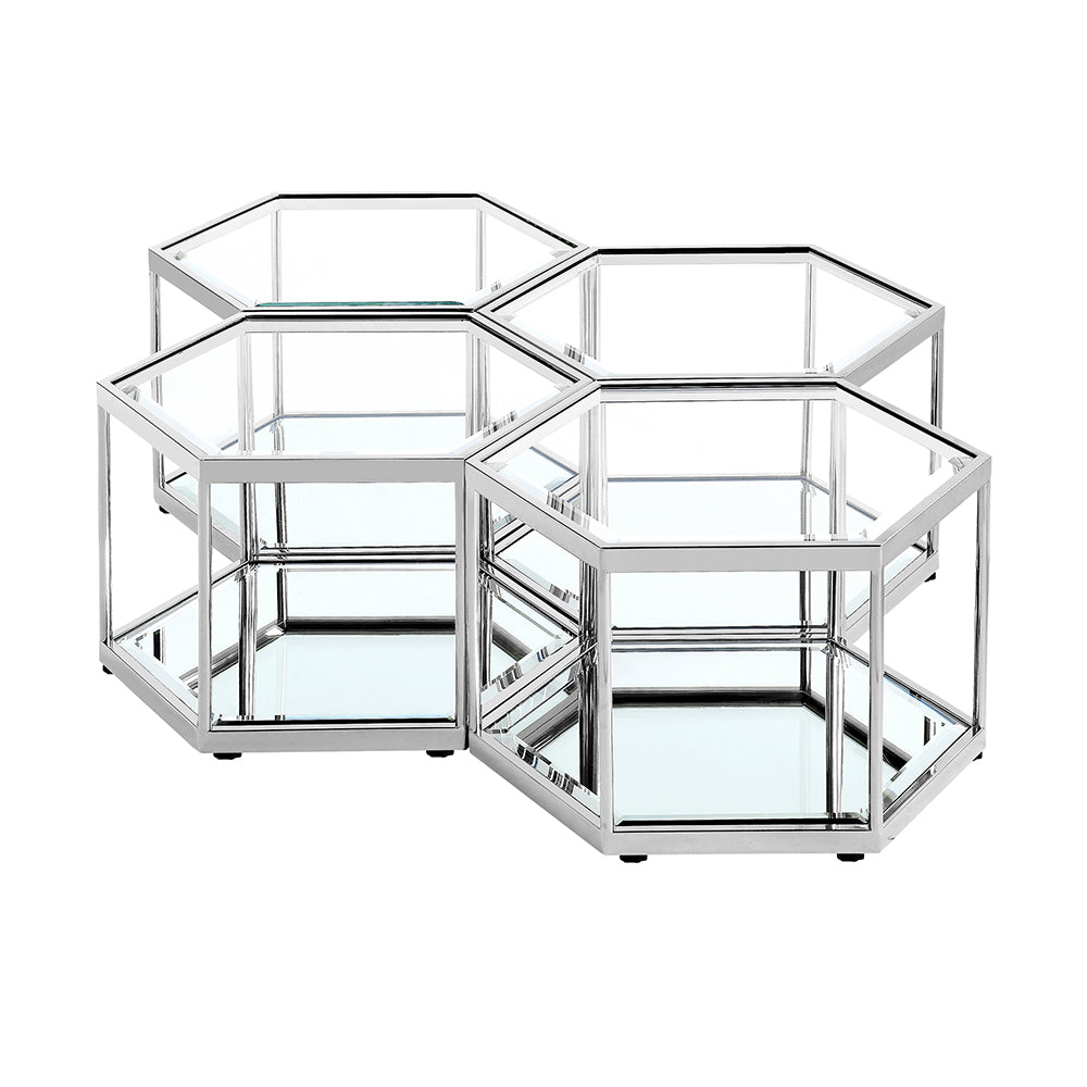 silver glass coffee table