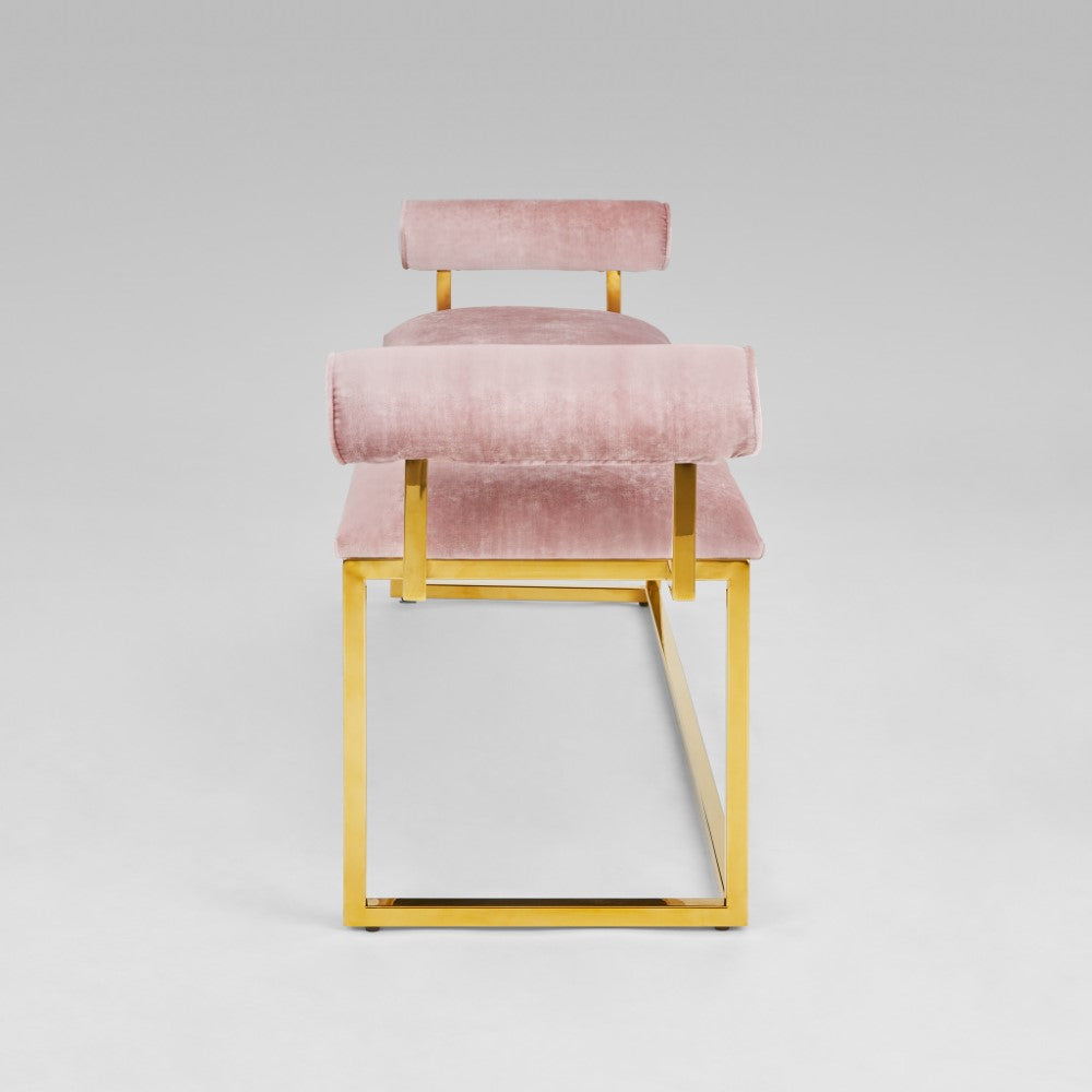 pink velvet bench