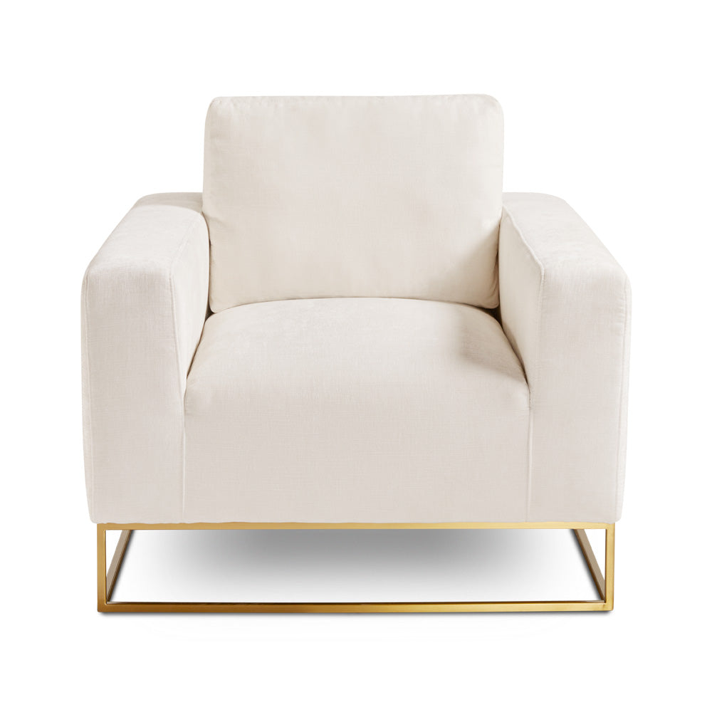gold base fabric accent chair