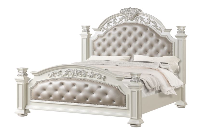 white platform bed