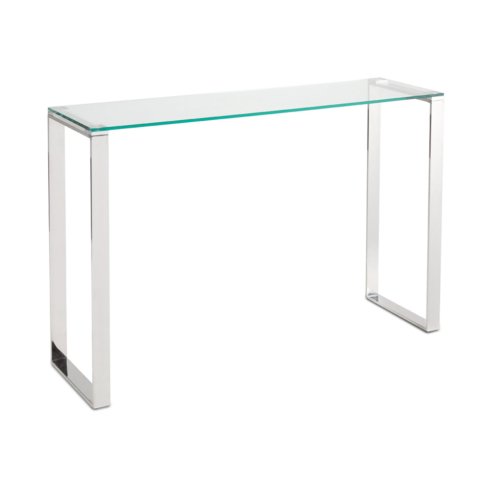 silver glass console table