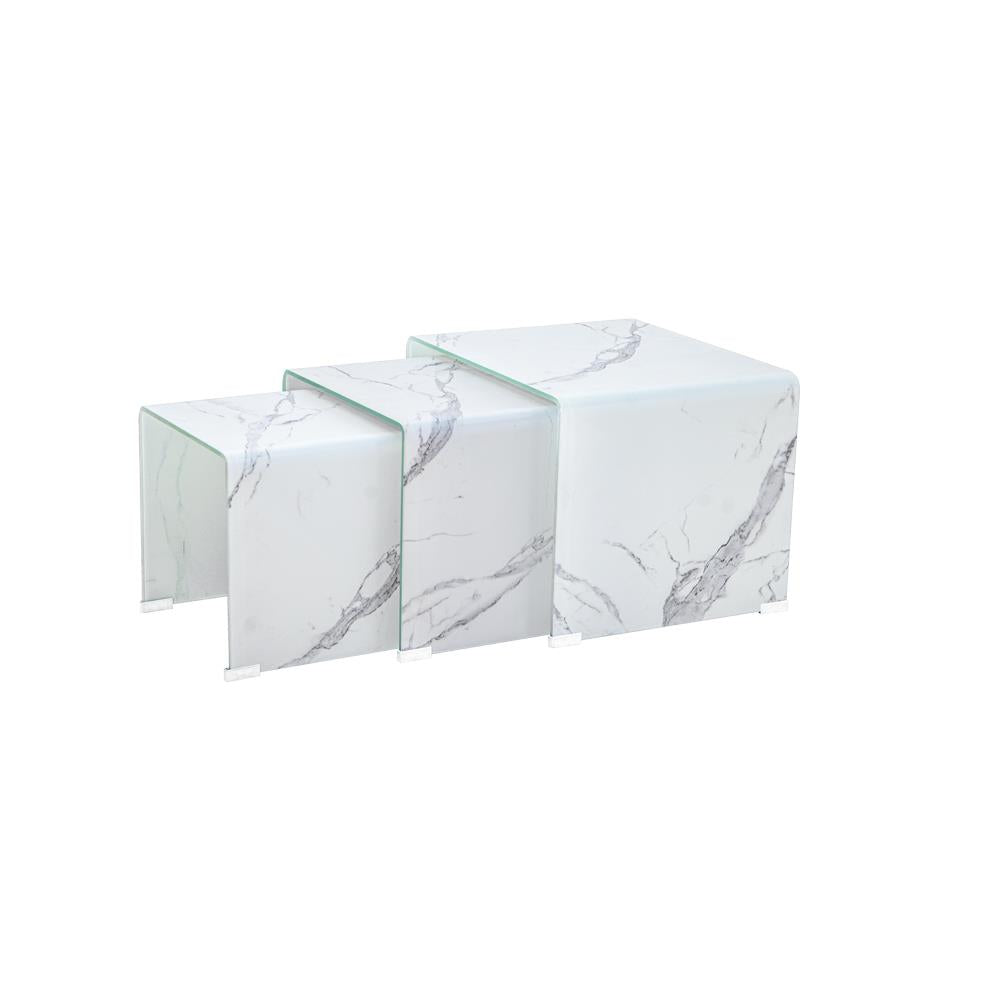 white glass coffee table set