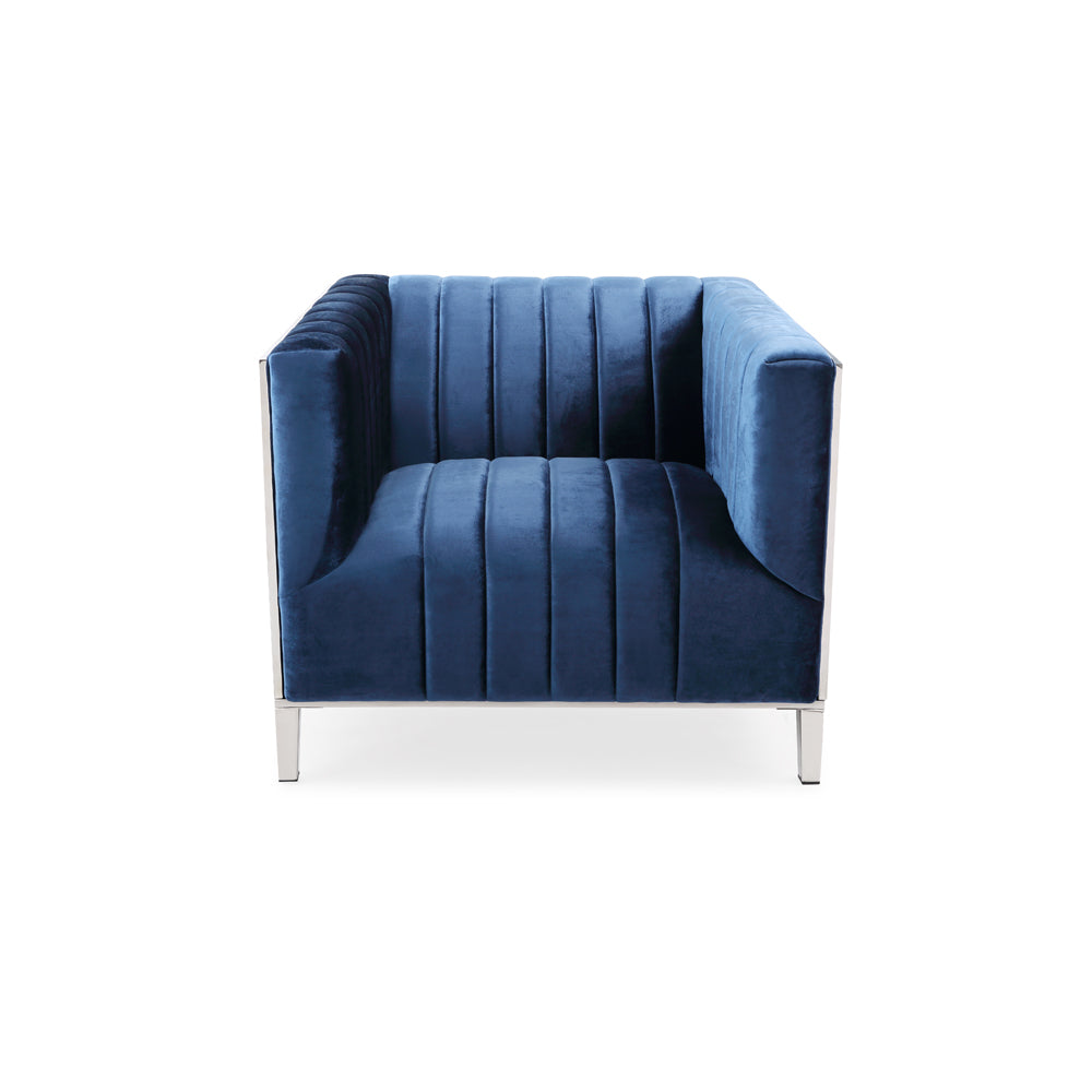 blue fabric accent chair