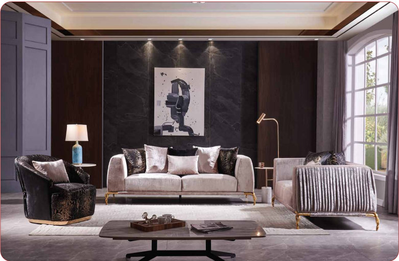 ivory fabric sofa set