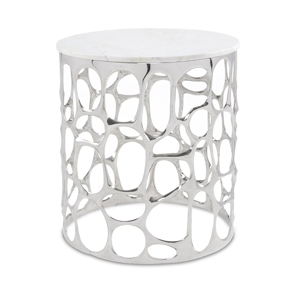 white and silver side table