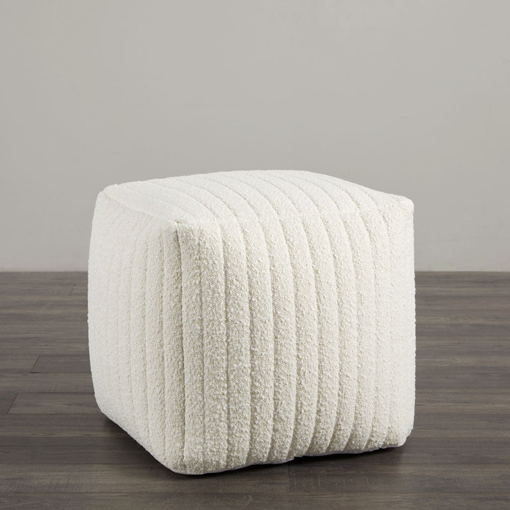 white Boucle Fabric ottoman