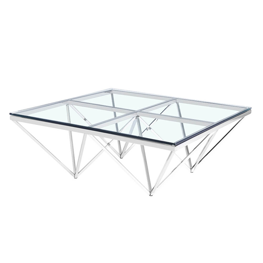silver glass coffee table