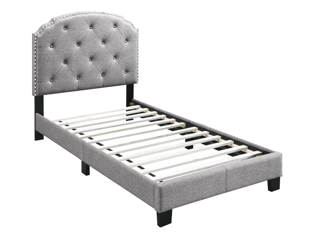 light grey single bed