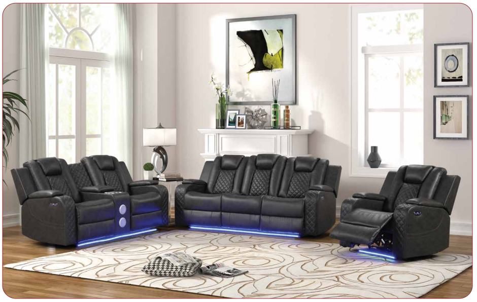grey leather recliner sofa set