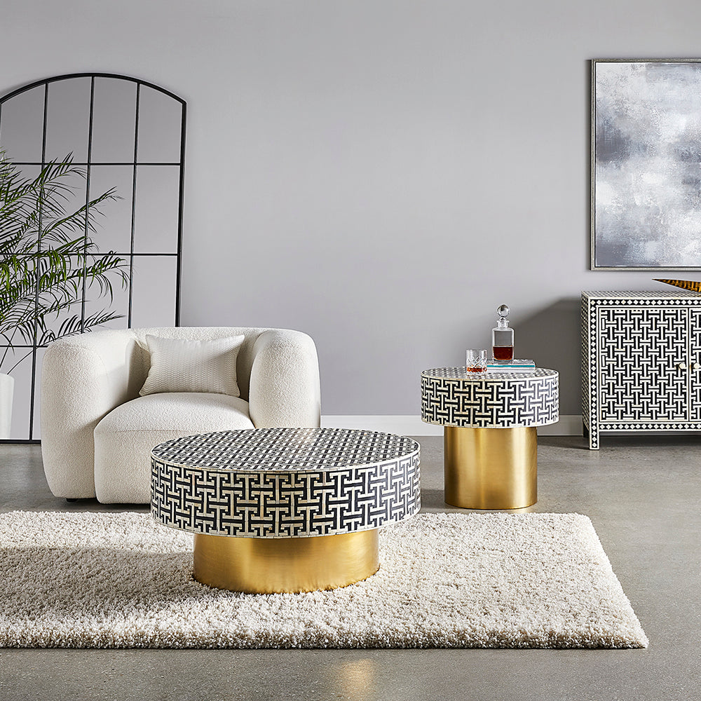 black and white side table