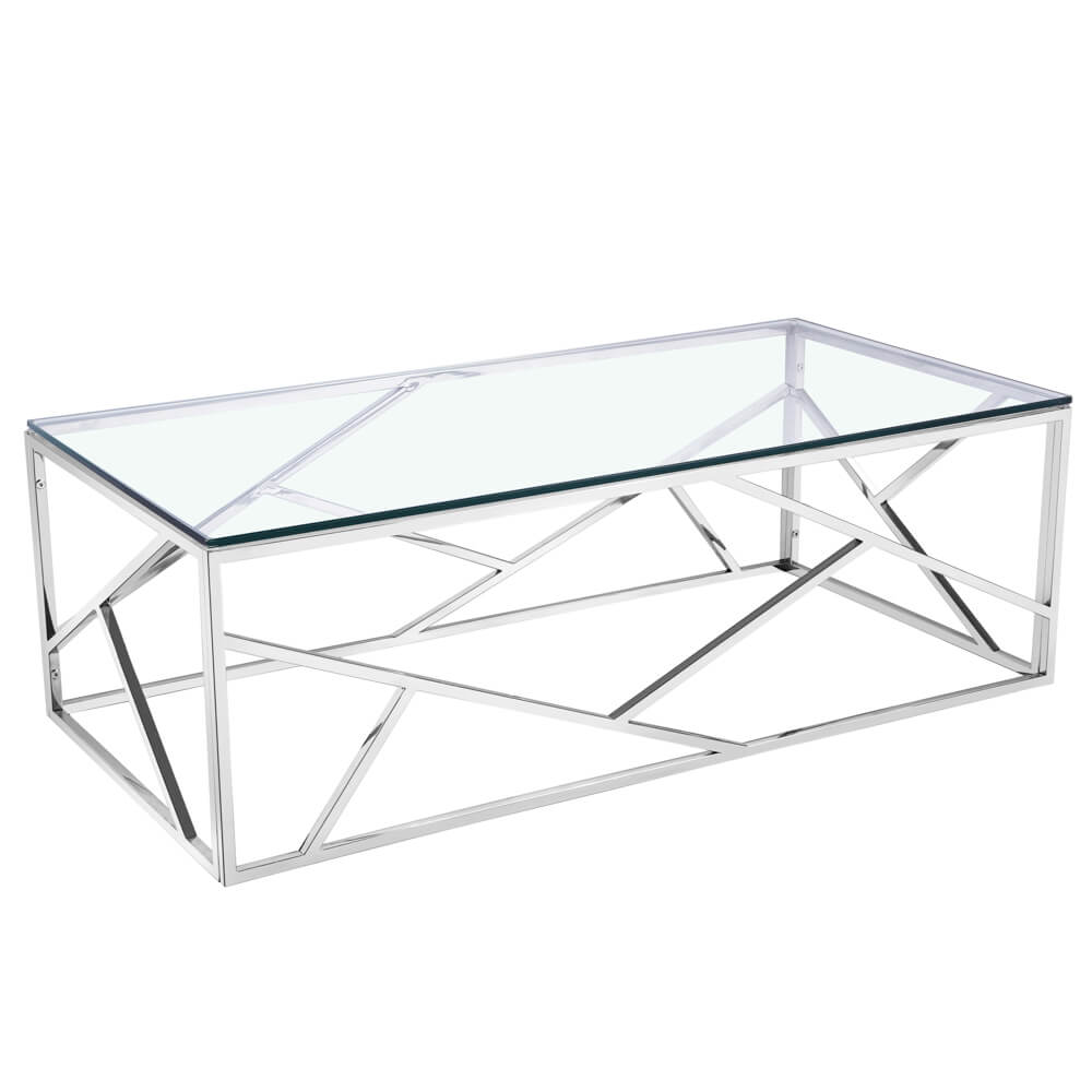 silver glass coffee table