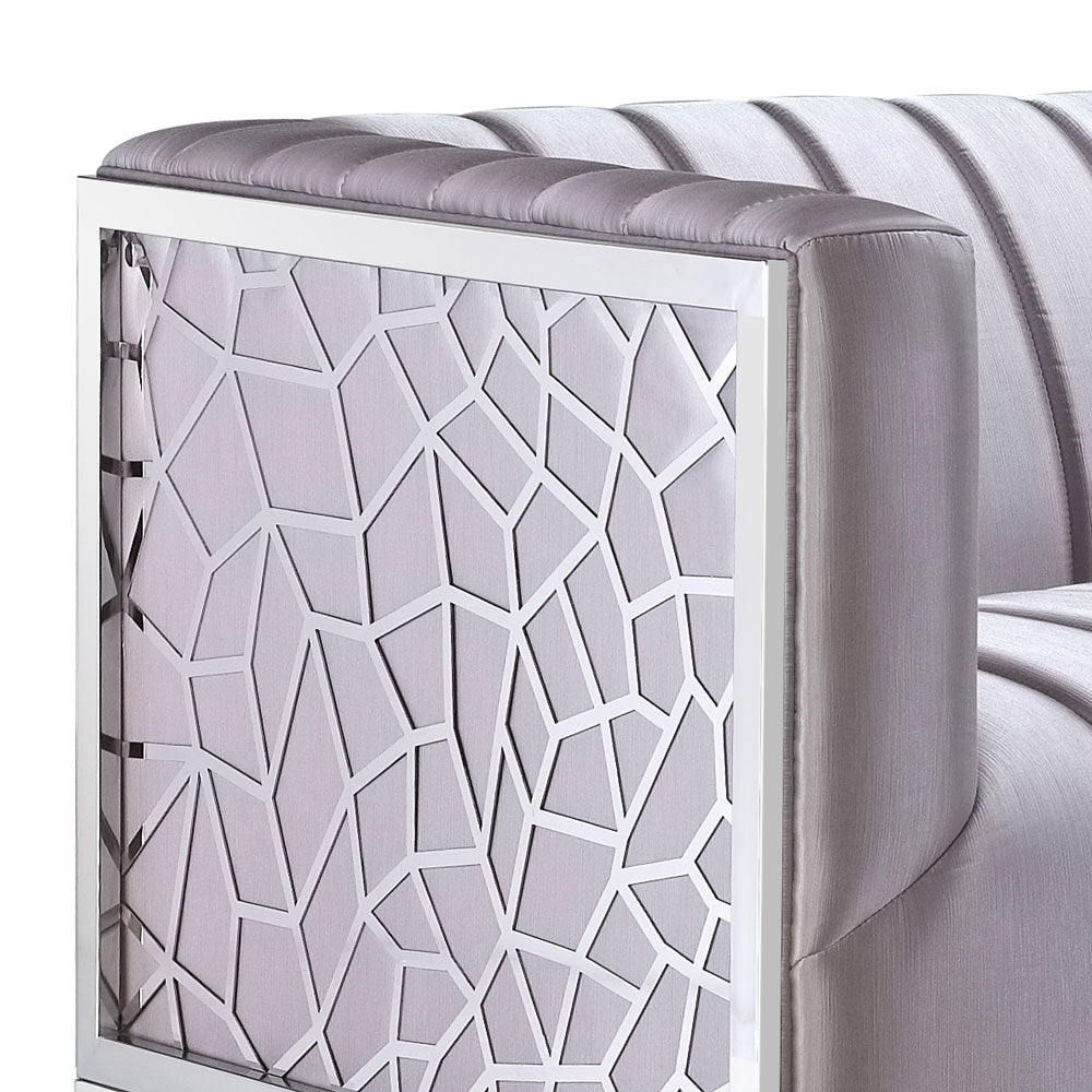 silver fabric sofa