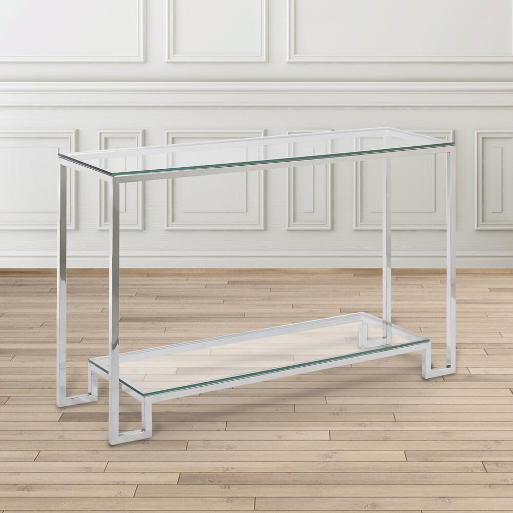 glass console table