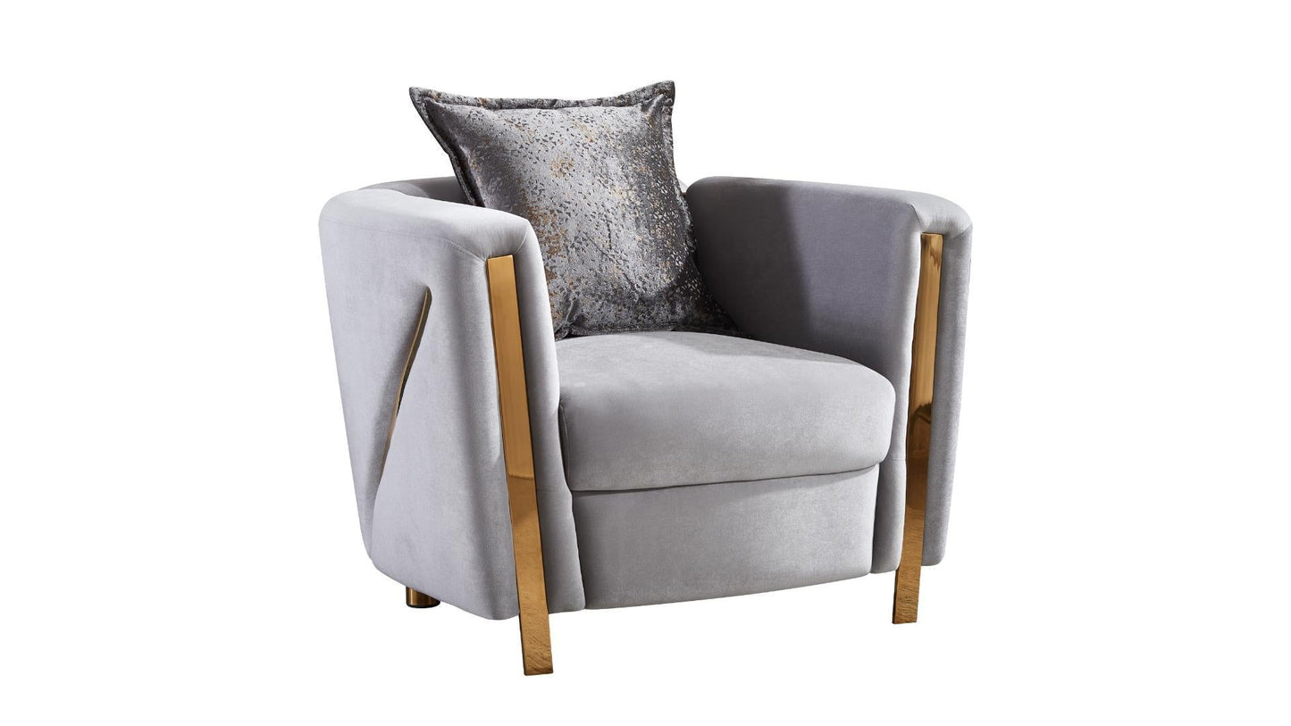 grey and gold chair