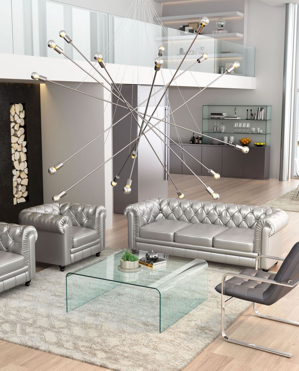 silver chandeliers
