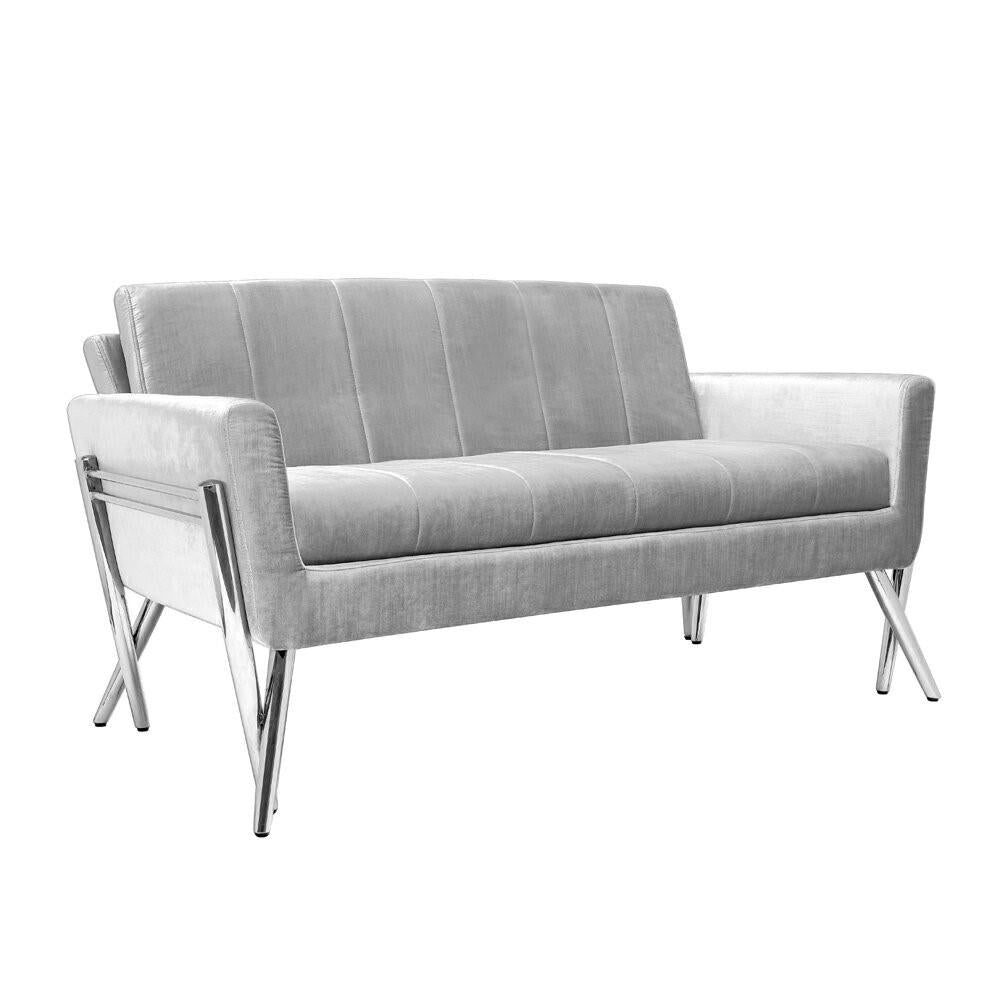 light grey velvet sofa