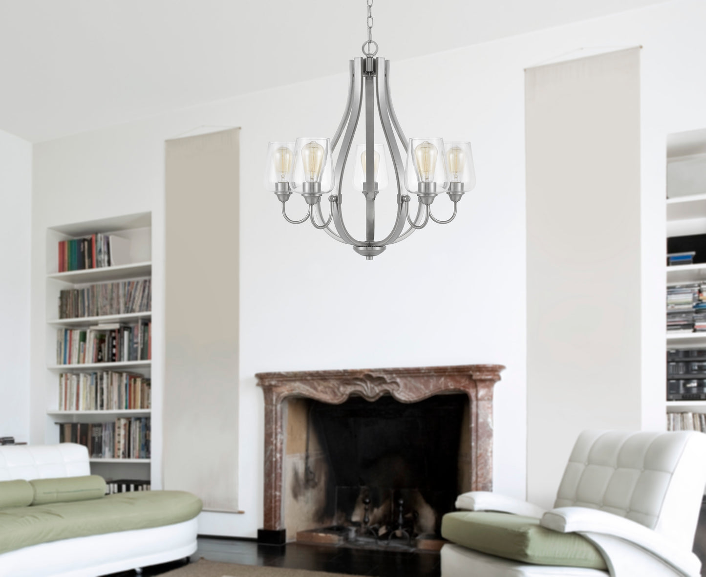 silver chandeliers