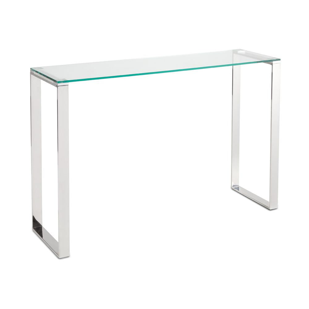 silver glass console table