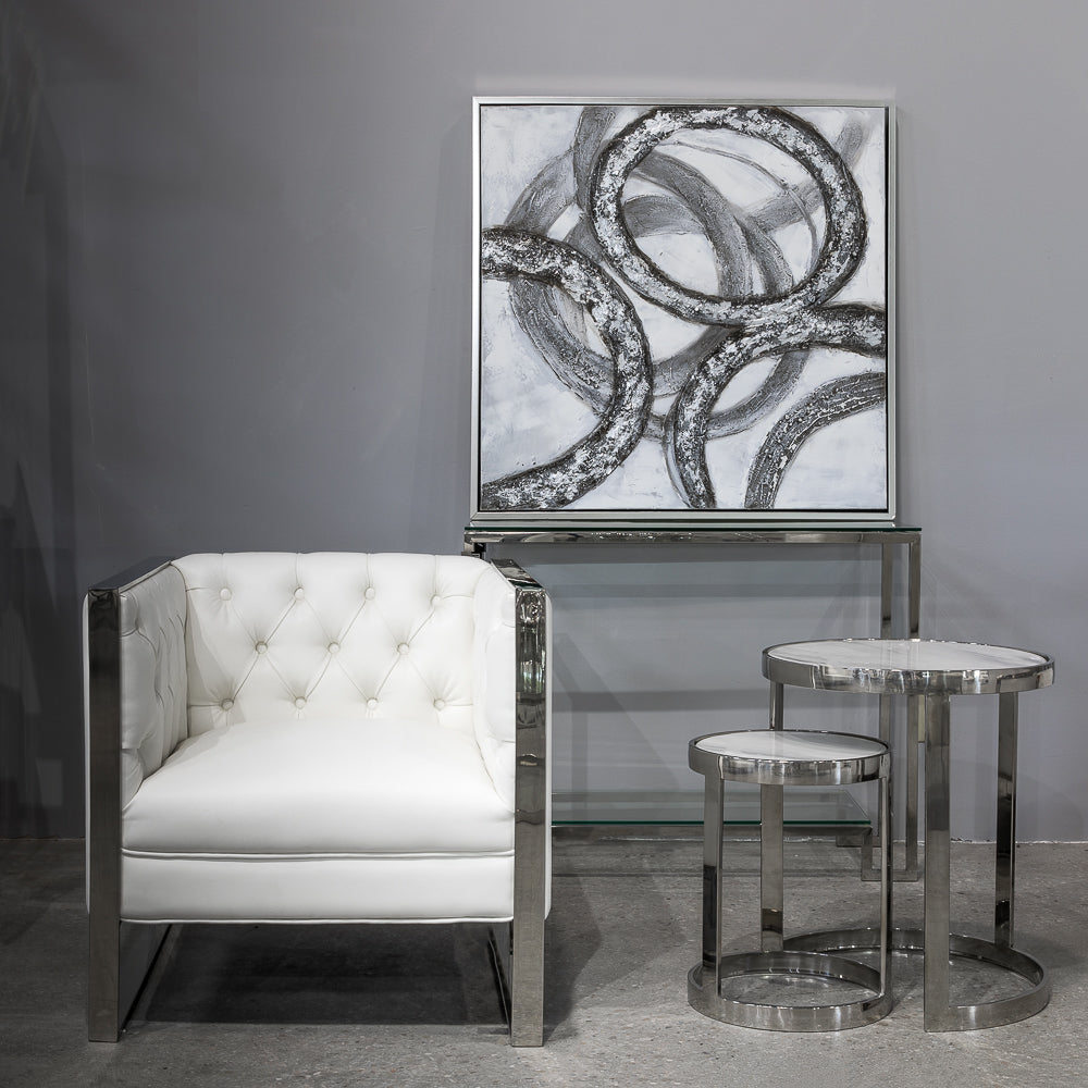 white and silver wall art frame