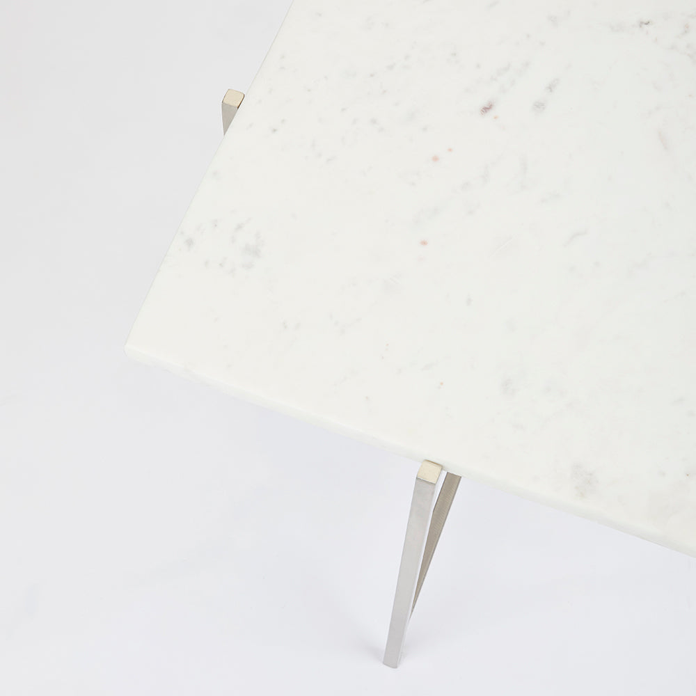 white marble side table