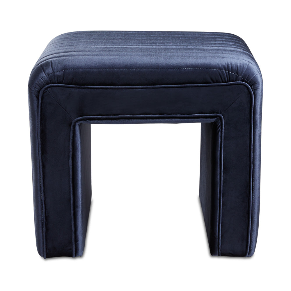 blue fabric ottoman