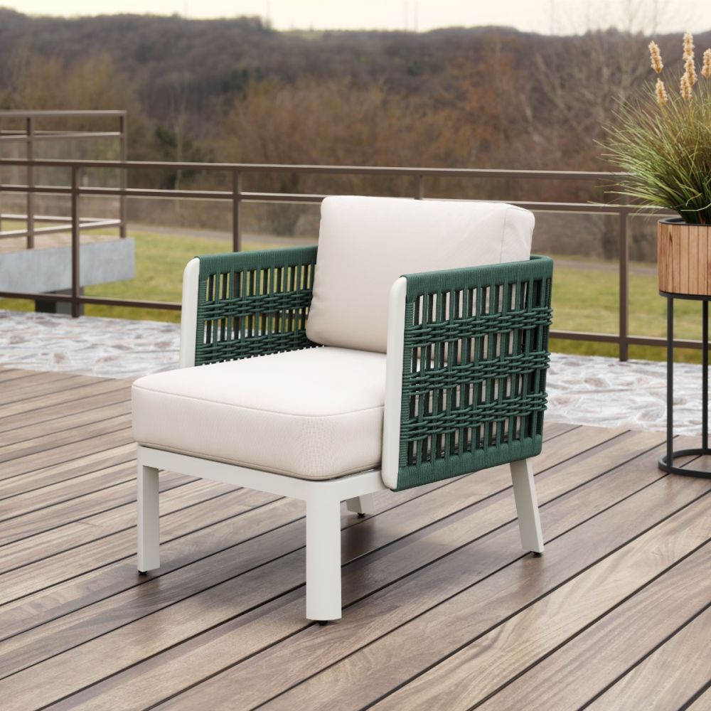 white outdoor accent chair