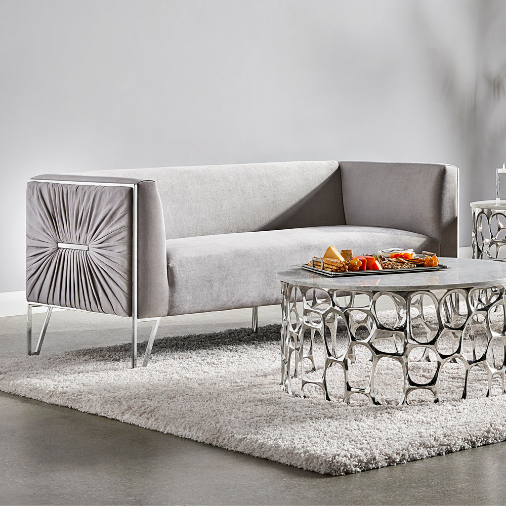 grey velvet sofa