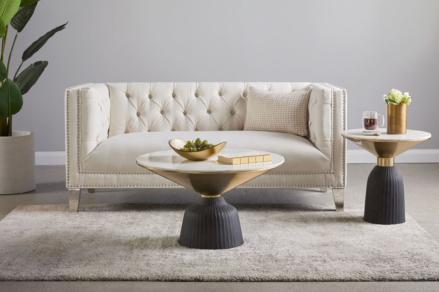 beige velvet loveseat