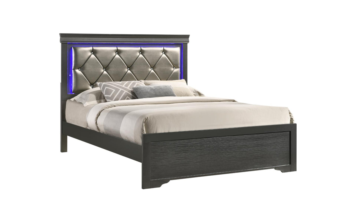 grey platform bed