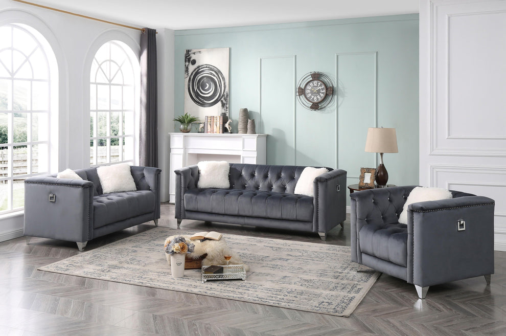 grey fabric sofa set