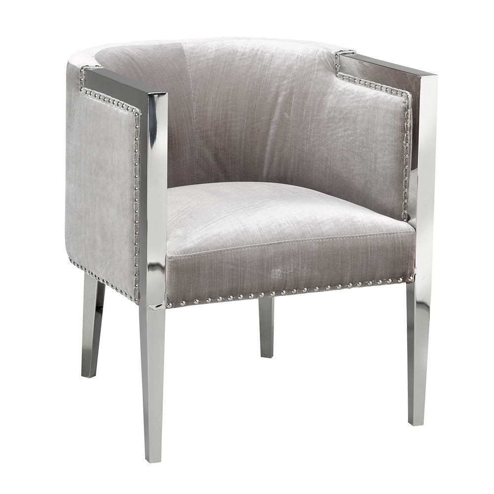 grey fabric accent chair