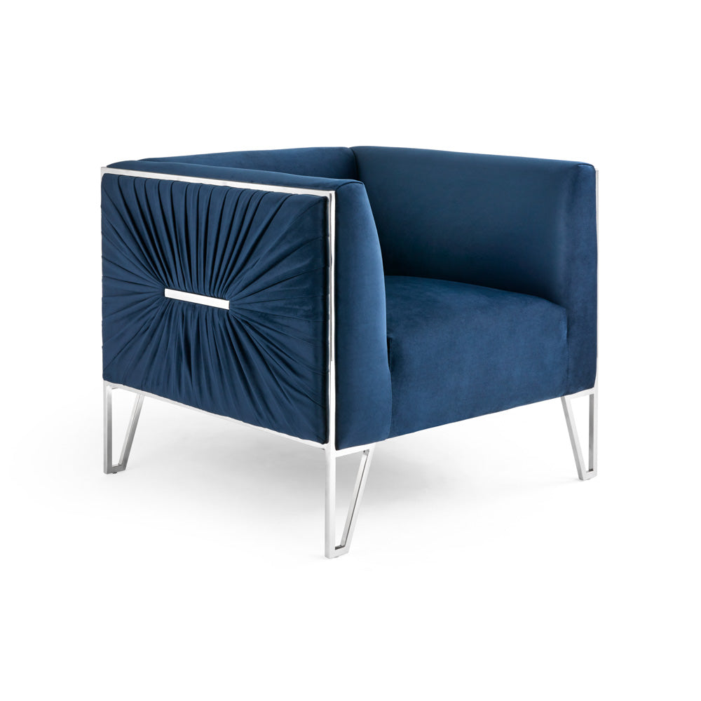 blue fabric accent chair