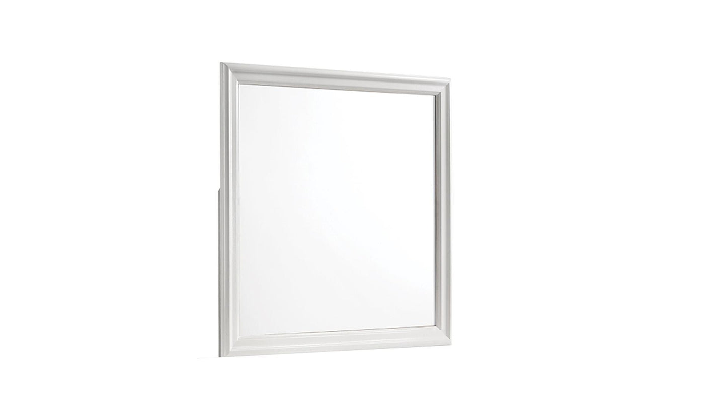 white wooden mirror