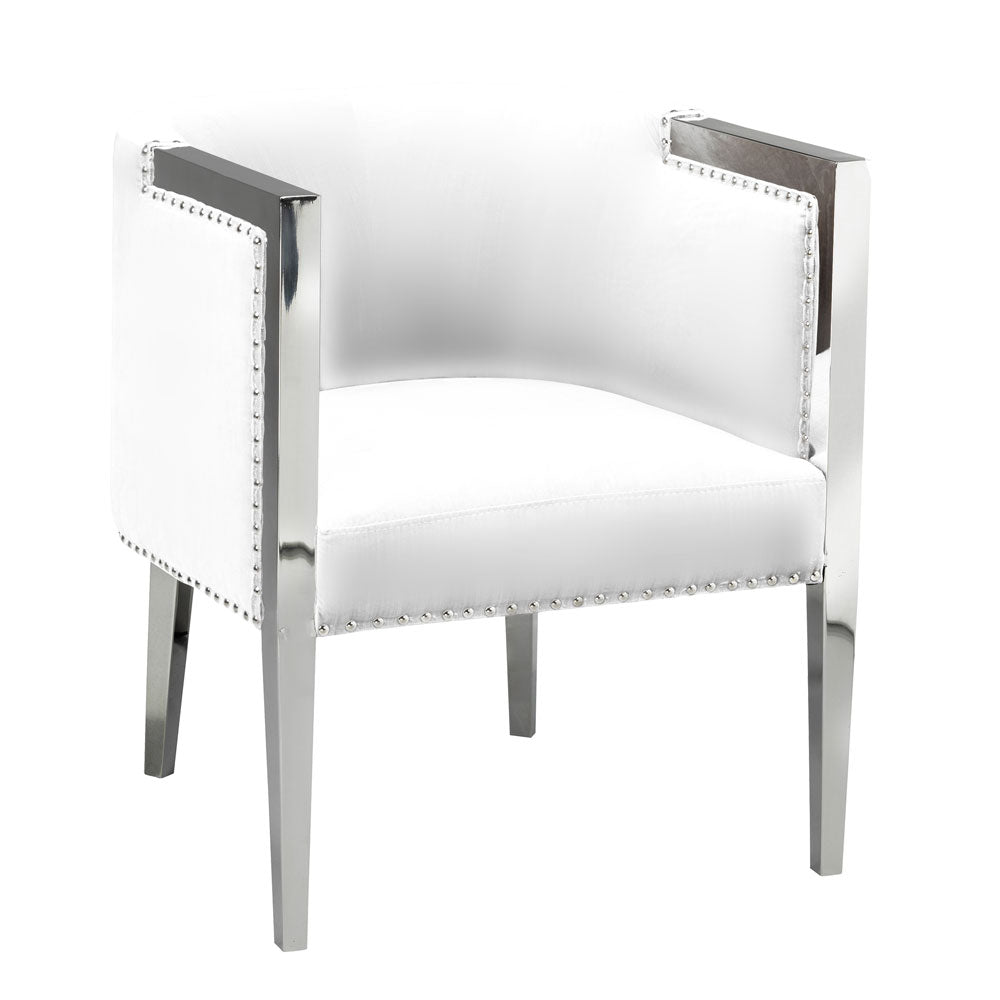 white leather accent chair