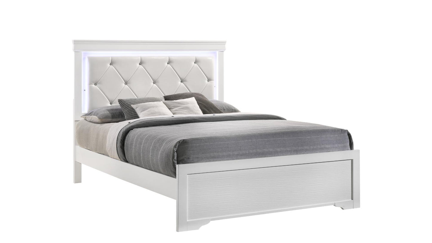 white platform bed
