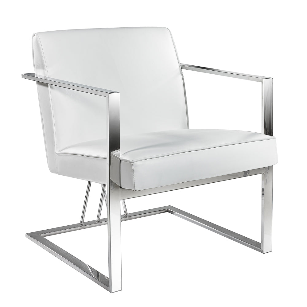 white leather accent chair