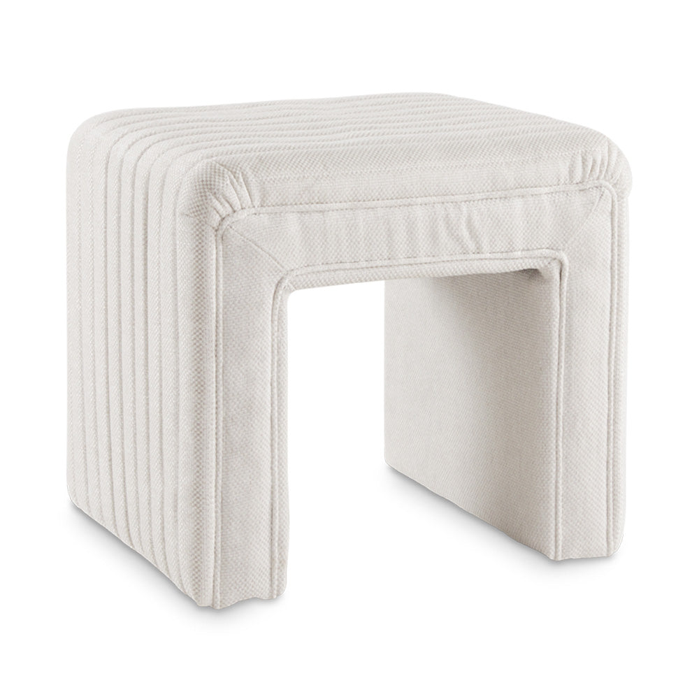 white fabric ottoman