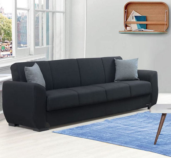black fabric sofa set