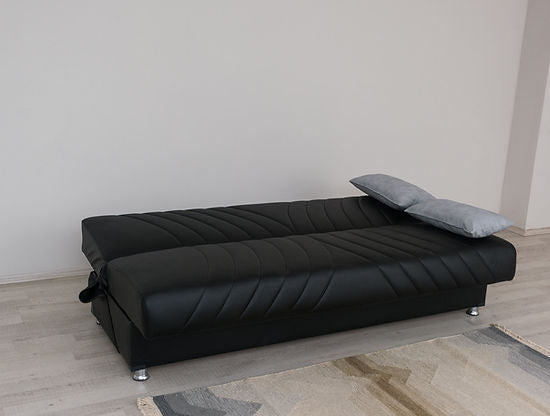 black leather sofa