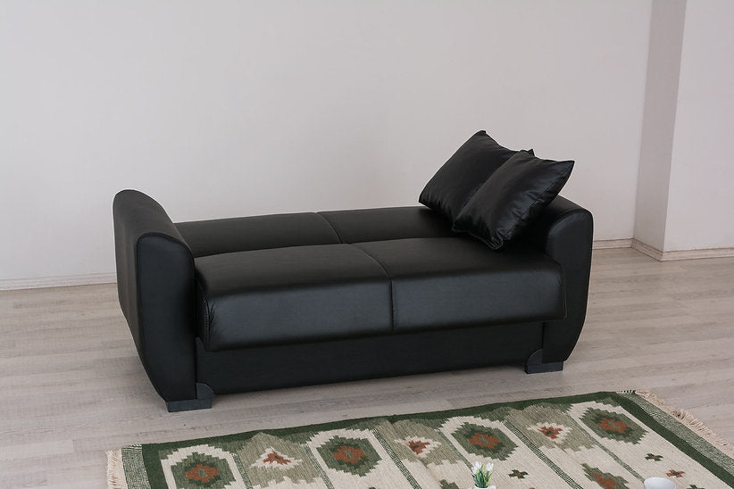 black leather sofa set