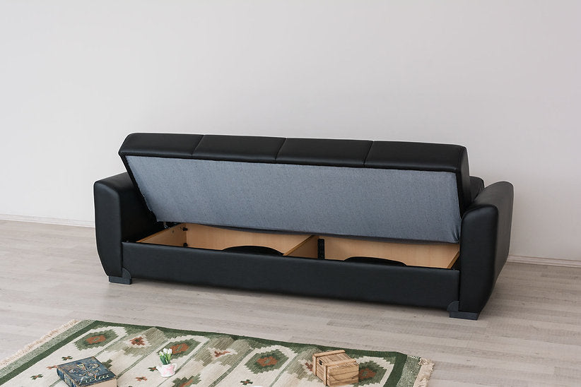 black leather sofa set