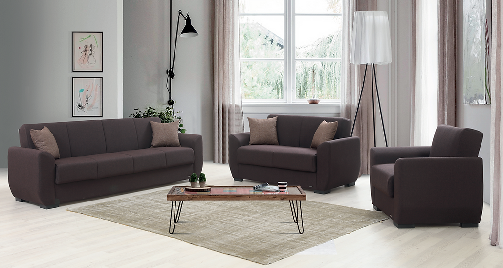 black fabric sofa set