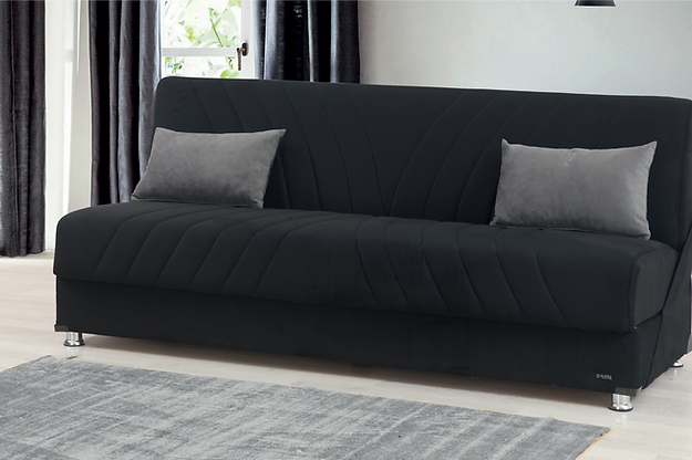 black fabric sofa