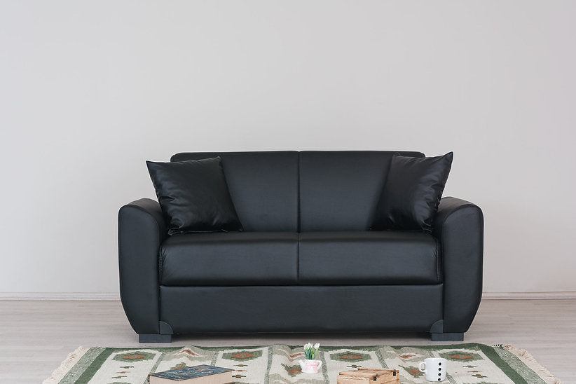 black leather sofa set