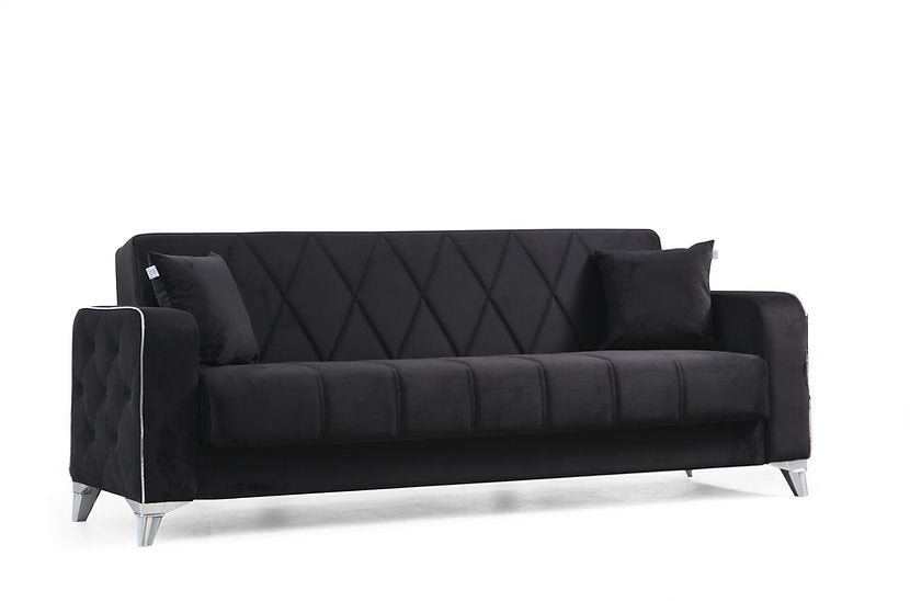black fabric sofa set