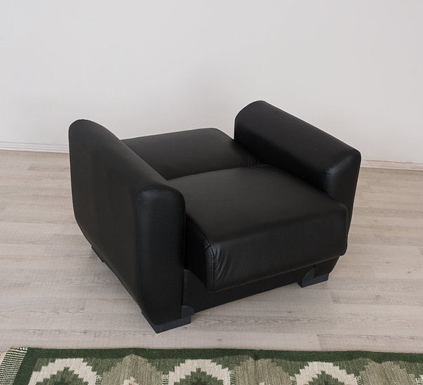 black leather sofa set