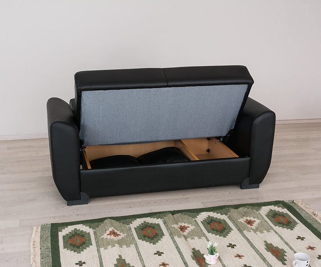 black leather sofa set
